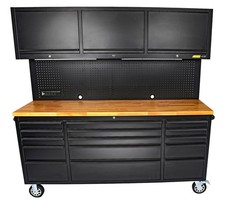 JEGS 72 in. 15-Drawer Rolling Tool Cabinet with Upper Storage [Black] picture