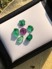 2.2crt Natural Swat Emerald Slice & Kashmir Ruby Loose Gemstones Pakistan picture