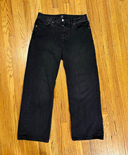 H&M Men's Black Straight Fit Loose Denim Jeans 5-Pocket picture