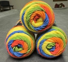 RED HEART Super Saver 3-Pack yarn RAINBOW STRIPE; 5 Oz Skeins picture