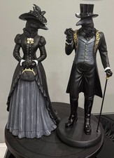 Gothic Raven Victorian Couple Halloween Hallows Eve Lady & Gentleman 2 Figurines picture