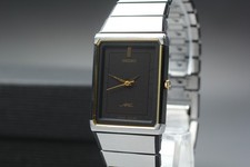 Vintage 1986 Seiko ARC 1221-5810 Tank 24mm Black Gold Two Tone Quartz Mens Watch picture