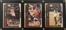 AMAZING 1998-99 LOT OF 3 MICHAEL JORDAN NUMBERED /2300 QUANTUM CARDS PLAQUE CASE picture