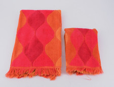 VTG Cannon Seven Seas Royal Family (2) Hand Towels Orange Wave 2 Sizes picture
