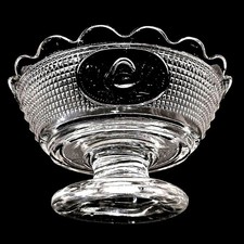 Antique c1882 Brilliant Glass Swan Mesh EAPG Footed Dessert Berry Bowls Set of 2 picture