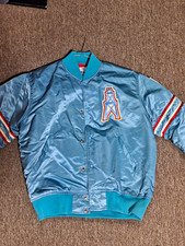 Starter Houston Oilers NFL Pro Line Satin Jacket Blue Red White Size M picture