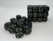 Chessex Black with Green 12mm Set of 36 D6 Dice RPG Tabletop Game Decision Maker picture