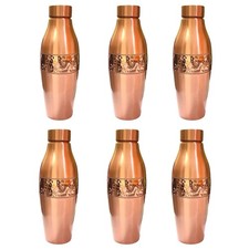 34oz Pure Copper Dolphin Water Bottle - Handmade - Ayurvedic Health Pack of 6 picture