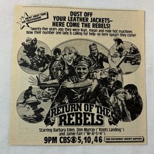 1981 CBS tv movie ad~ RETURN OF THE REBELS Barbara Eden, Don Murray, Jamie Farr picture