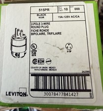 Leviton 515PR 15A 125V 2-Pole 3-Wire Black Round Plug NEMA 5-15P picture