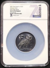 2021 5oz Cook Islands $25 Athena’s Owl Ultra High Relief MS70 - Only 555 Minted picture