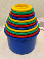 Vintage Discovery Toys Measure Up Stacking Nesting Cups Complete 1-12 numbers picture