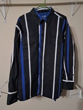 Vintage Wrangler Shirt Mens XXL Brush Popper Striped Western X-Long Tails USA picture