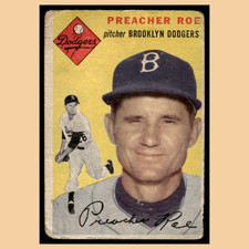 Preacher Roe #14 1954 Topps Brooklyn Dodgers Baseball Card MLB Poor picture