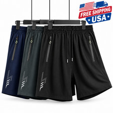 3-Pack Quick-Dry Men's Athletic Shorts with Zipper Pockets for Gym Running picture