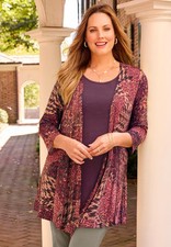 Catherines Women's Plus Size Cardigan And Tank One Piece Top picture