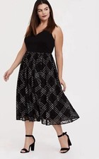 Torrid Women Size 12 Black Ponte & Mesh Plaid Midi Dress Goth Academia picture