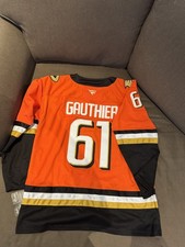 Cutter Gauthier Anaheim Ducks Orange and Black Jersey Mens Size Large (52) picture