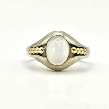 Lagos Vintage Caviar Moonstone Cabochon & Sterling Silver & Gold Ring Size 7 picture