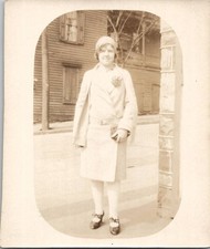 Steelton PA Pretty Flapper Woman on Front and Mohn Street 1929 Vintage Photo picture