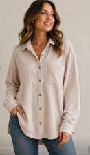 NWT C&C California cream + tan button up shirt size XL picture