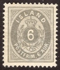 ICELAND 1897, SC #25, VF MLH* 6a Perf 13, cv $17.50  *Bay Stamps* picture