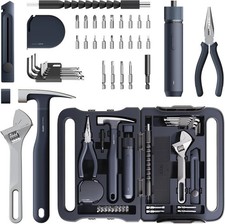 HOTO 40-Piece Tool Kit, Household Essentials tool set w/Smart Electric Screwdriv picture