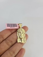 14k Jesus Head Charm Pendant REAL 14Kt Religious Yellow Gold Genuine picture