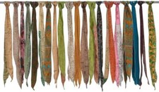 400 Vintage Silk recycle Sari Sashes Head Wrap Neck Tie lot Wholesale Indian Art picture