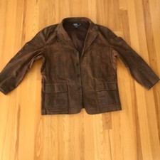 Brown Suede Polo Jacket Men's XXL, never worn, like new, excellent condition picture