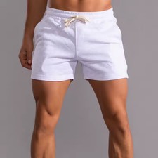 COTTON Running Shorts Men Gym Workout Yoga Loose Fit Stretch Super Short picture