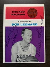 1961-62 Fleer Bob Leonard Autographed Basketball Card Lakers Indiana ABA #28 picture