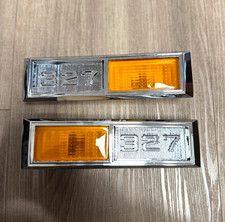 Free Ship PAIR- 1968 Impala Bel Chevelle Nova 327 Side Marker Emblem Bezel Lamp picture