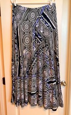 Chico's Geometric Print Maxi Skirt, Black, White, &Purple, Sz 2, A-line, Pull On picture