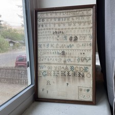 Rare 1836 Antique American Schoolgirl Sampler- Elizabeth Brickley Signed & Dated picture