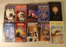 Lot of 10 Fantasy Novels - Harry Harrison, Raymond Feist, Anne McCaffrey, Lackey picture