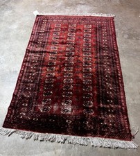 Antique Hand Knotted Oriental Bokahara  Rug 4.0x5.1 ft picture