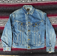 60s 70s lee riders faded distressed denim jacket xs vintage 101J western usa picture