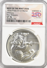 1916(2026) Best Of The Mint Mercury Silver Medal NGC SP70 FR America 250 BX13-3 picture