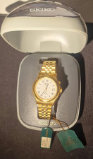 Seiko Kinetic SQ100 SGT272P1 5M22-7B30 Gold Tone Men's Watch NOS Full Box Tags picture