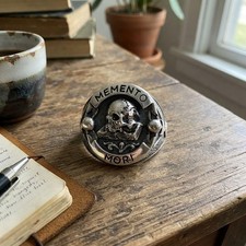 Mens Memento Mori Carpe Diem Skull Ring picture