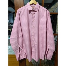 Thomas Pink Jermyn Street Mens Dress Shirt 17 36.5 Pink Stripe French Cuff picture