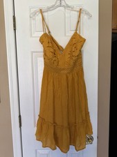 Shyanne Dress Gold Western Boot Barn New NWT Large Rodeo Eyelet Cowgirl Hoco picture