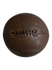 Antique Circa 1930 Spalding Brand US Military Stamping Leather Laced Basketball picture