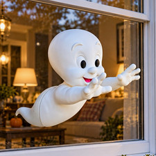 Casper Halloween Ghost Window Figurine Decoration White/Black/Red 6.9in picture