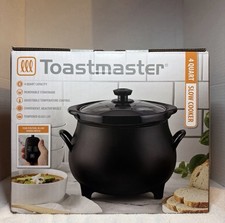 BRAND NEW Toastmaster 4 QT Black Cauldron Slow Cooker Removable Crock Glass Lid picture