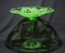 Beautiful Compote Pedestal Hand Engraved Crystal Bowl, 7.5
