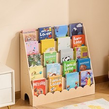 Uimoso Kids Bookshelf 5-Tier Scalloped Wooden Front Facing Montessori Toddler picture