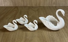 Vtg LENOX To the Bride Ivory Porcelain Swan Figurine Trinket Ring Dishes Set 4 picture