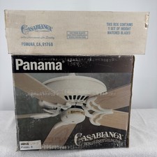 NOS Casablanca Panama II Ceiling Fan Navajo White 3-Speed Pull Chain Remote picture